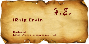 Hönig Ervin névjegykártya